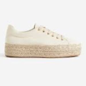 H&M Cream Espadrille Platform Sneakers size 7/38 casual lace up sneaker